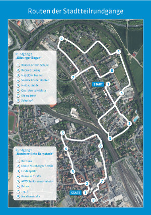 Route Stadtteilrundgänge Route Stadtteilrundgänge