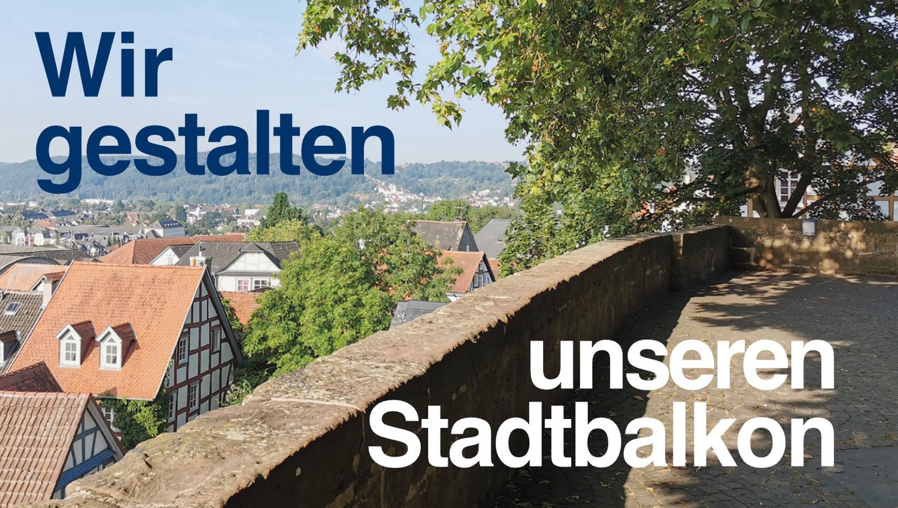 Plakat Wir gestalten unsere Stadtbalkon. Blick auf Marburg.